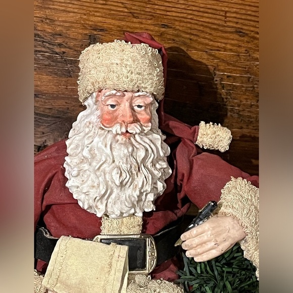 VTG Paper Mache Sitting SANTA CLAUS Christmas Decoration Primitive Folk Art - Picture 2 of 15